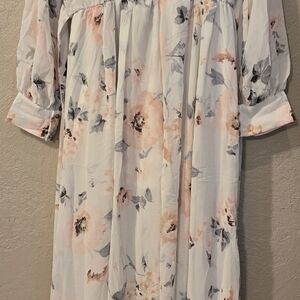 Maternity Floral Maxi Dress - White and Pink